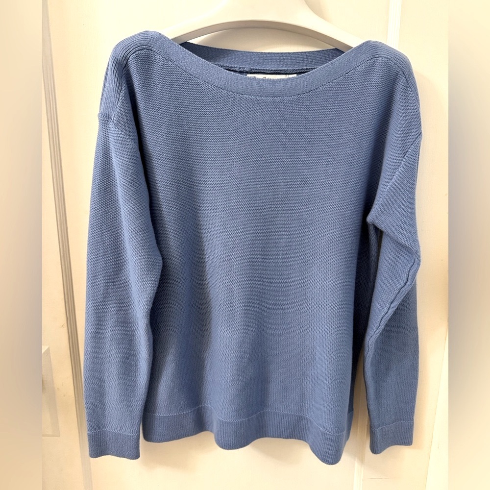 REITMAN’S BLUE 100% COTTON BOAT NECK SWEATER